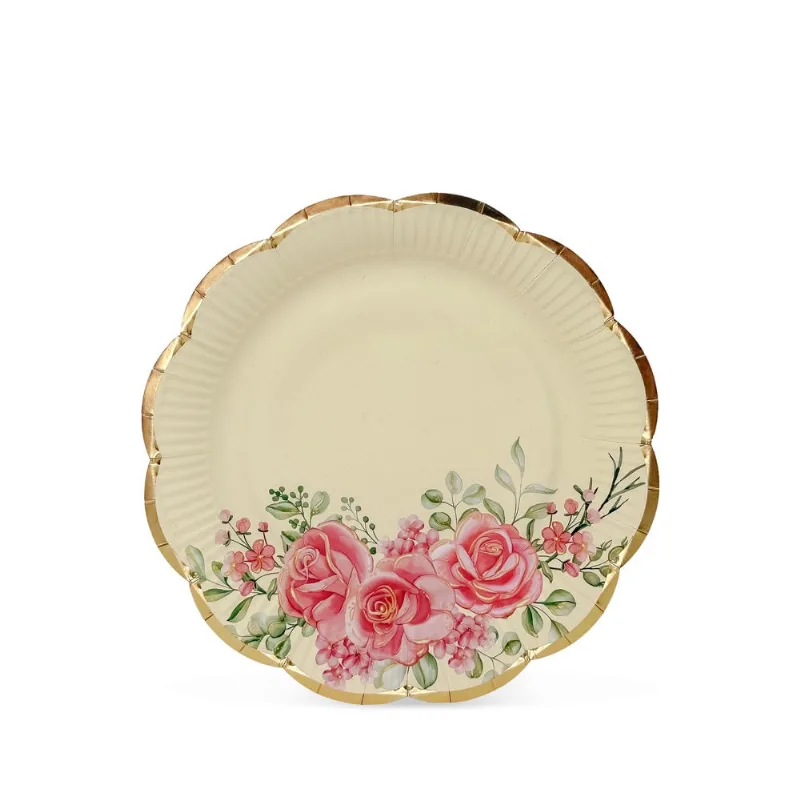 Prato Fundo Pink Flower Fetély 23 cm 6 Unidades