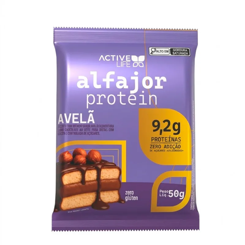Alfajor Protein Active Life com 9,2g de Proteína Sabor Avelã 50g