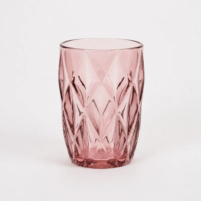 Copos Kb154bp Para Bebidas Vidro Acabamento Trabalhado Mesa Rosa La Vittra 280ml