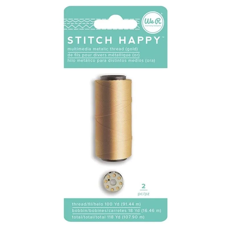 Linha Metálica Dourada Para Costura Papel E Tecido Stitch Happy We R