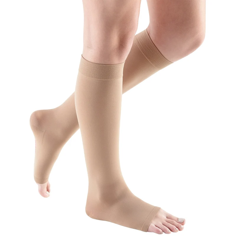 Mediven Comfort Knee High 30-40 mmHg w/ Silicone Top Band, Open Toe VI - Extra Wide / Standard / Natural