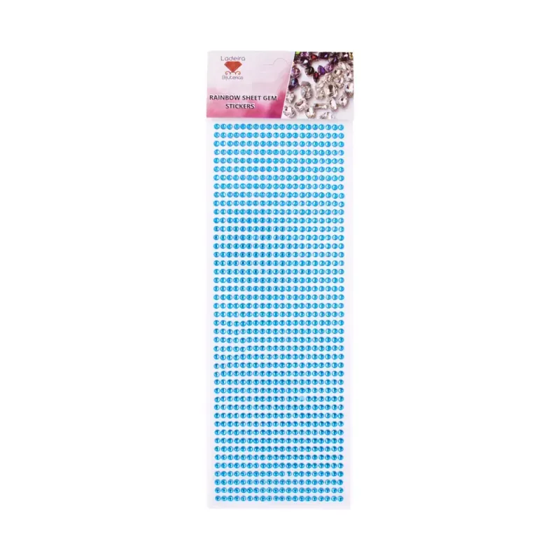 Cartela Adesiva de de Chaton 04MM C/12 Cartelas em Acrilico 219 - Azul Bebe