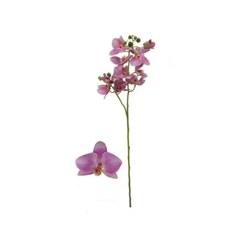 Haste Orquídea Phalaenopsis 10 Flores Em Plástico Brilliance 85cm Rosa