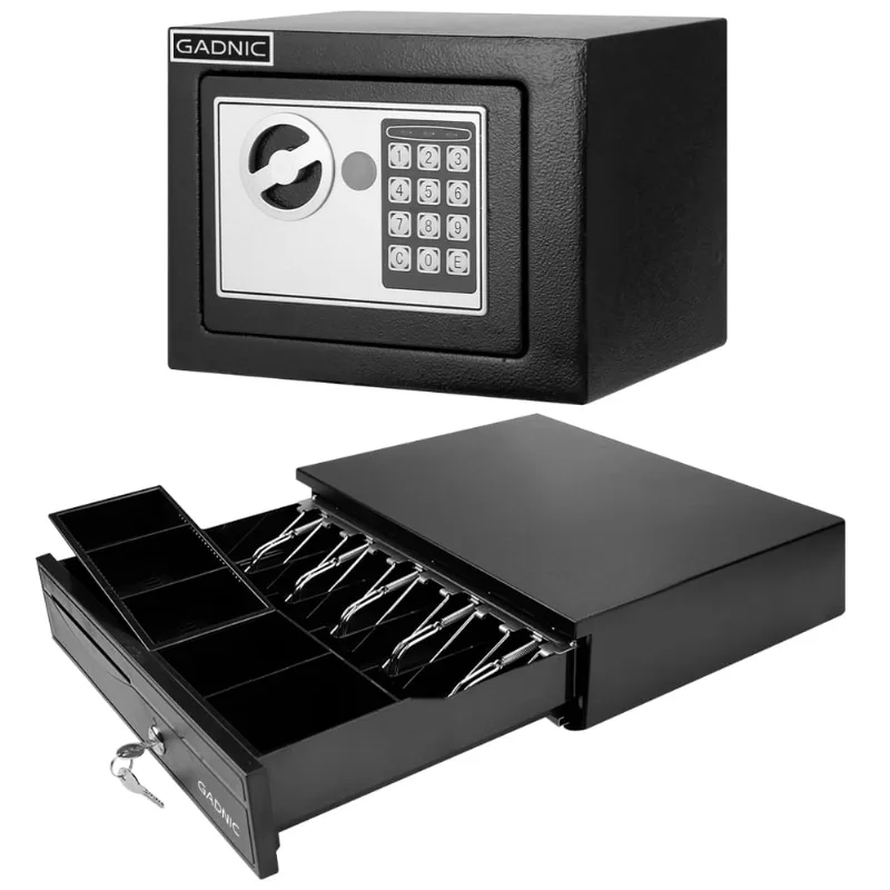 Kit Comercial Gaveta Dinero 5 Billetes G405 + Caja Fuerte E17