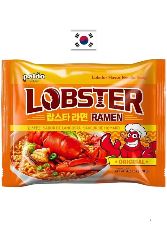 PALDO LAMEN LOBSTER RAMEN 120g - Macarrão instantâneo sabor lagosta picante. Origem: Coréia do Sul