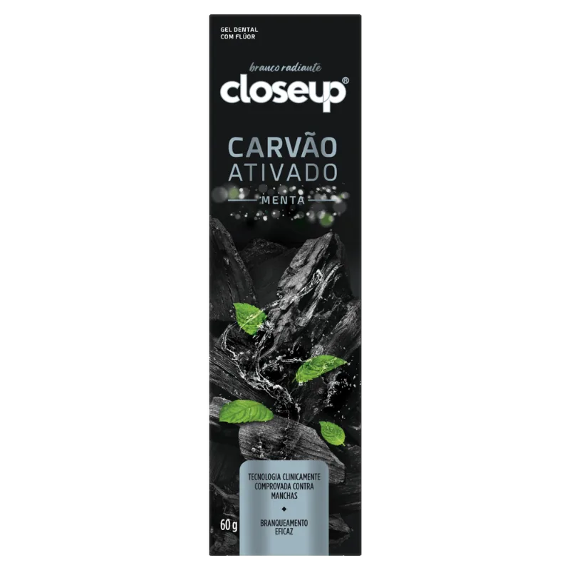 Gel Dental Carvão Ativado Menta Closeup Branco Radiante - 60g