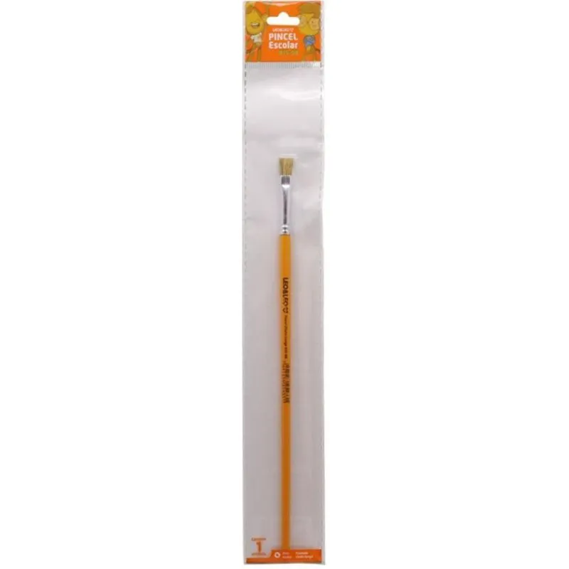 Pincel Artesanal Chato 815 N.08 Blister 24un Amarelo Leonora