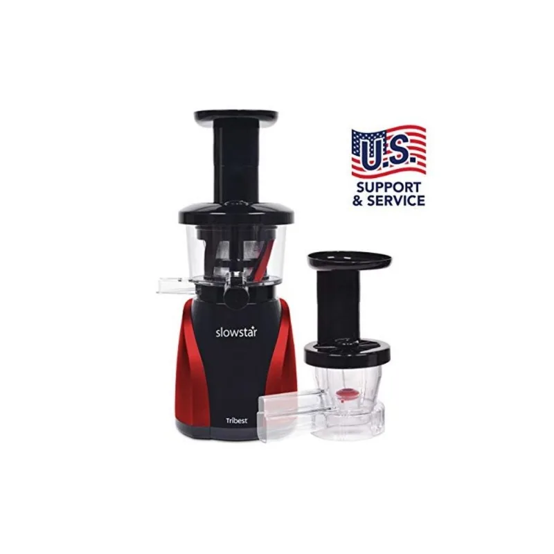 Tribest Slowstar Vertical Slow Juicer and Mincer SW-2000, Cold Press Masticating Juice Extractor in Red and Black