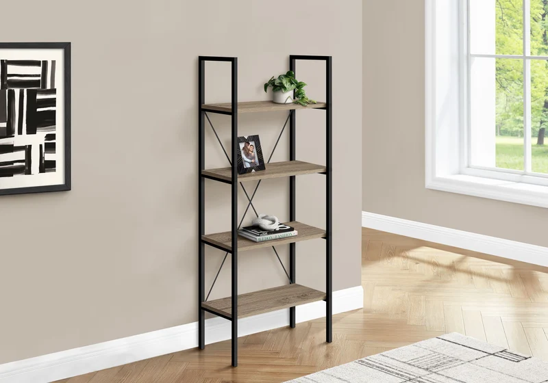 Bookshelf, Bookcase, 4 Tier, Office, Bedroom, Contemporary, Modern Light Brown