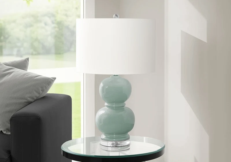 Contemporary Lighting, Table Lamp Light Blue