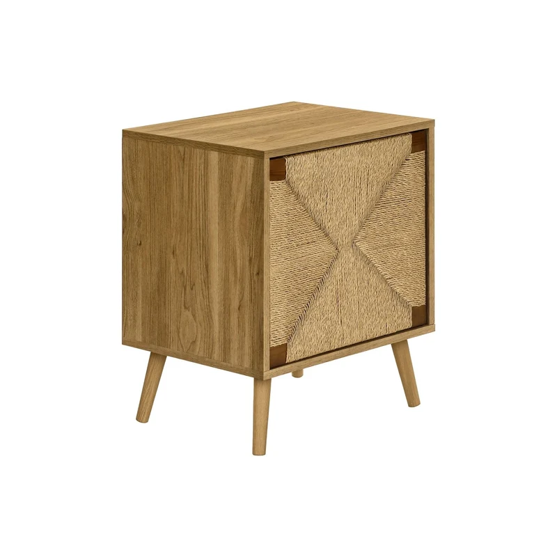 Modern Accent Table With Storage Light Brown