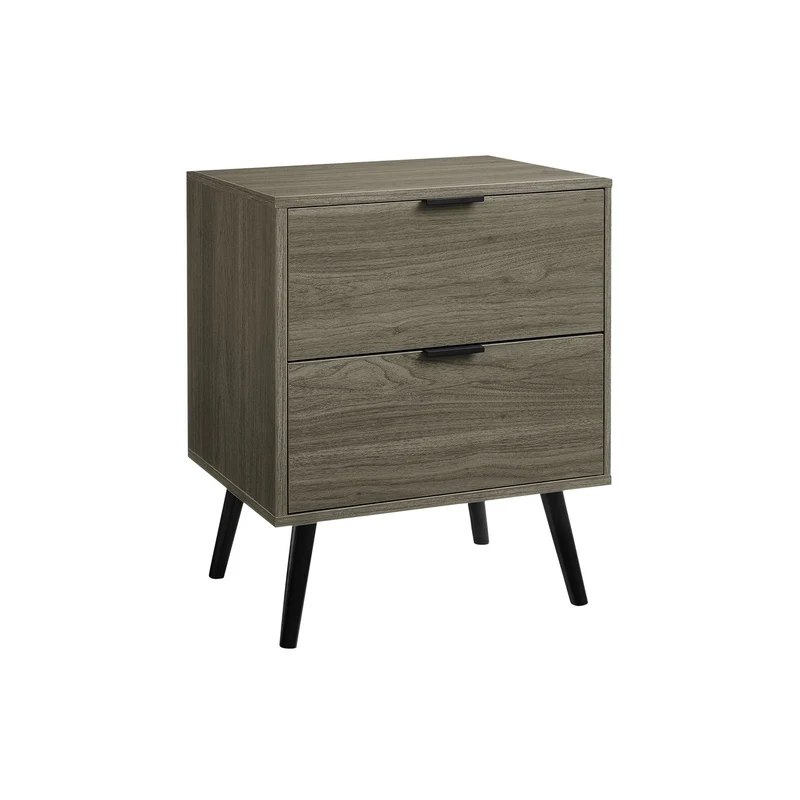 Modern Accent Table & Storage Drawers Dark Gray