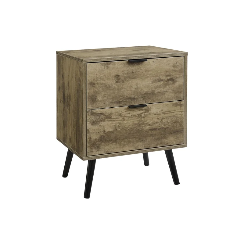 Modern Accent Table & Storage Drawers Light Brown