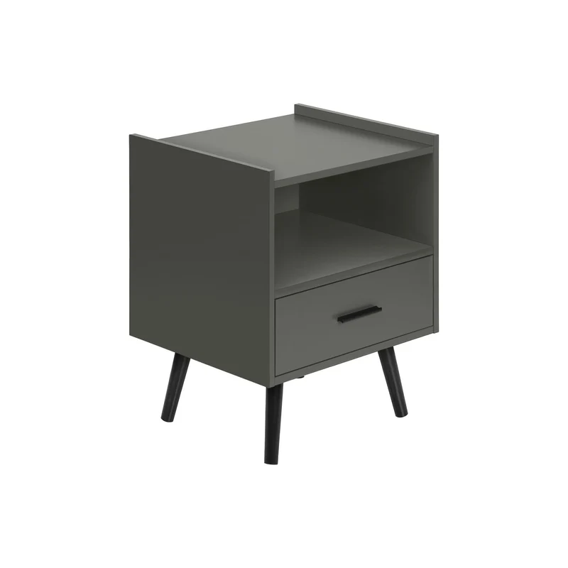 Modern Accent Table With Storage Drawer Dark Gray