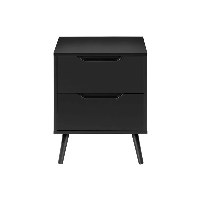 Modern Accent Table With Storage Drawers Black