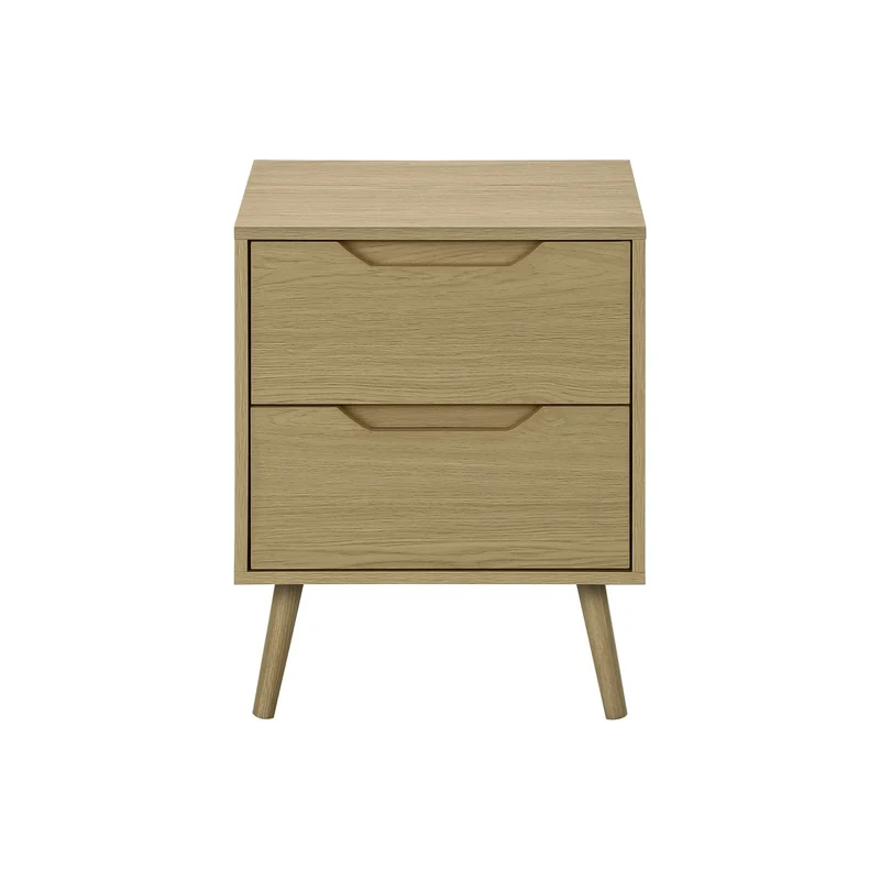 Modern Accent Table With Storage Drawers Light Brown
