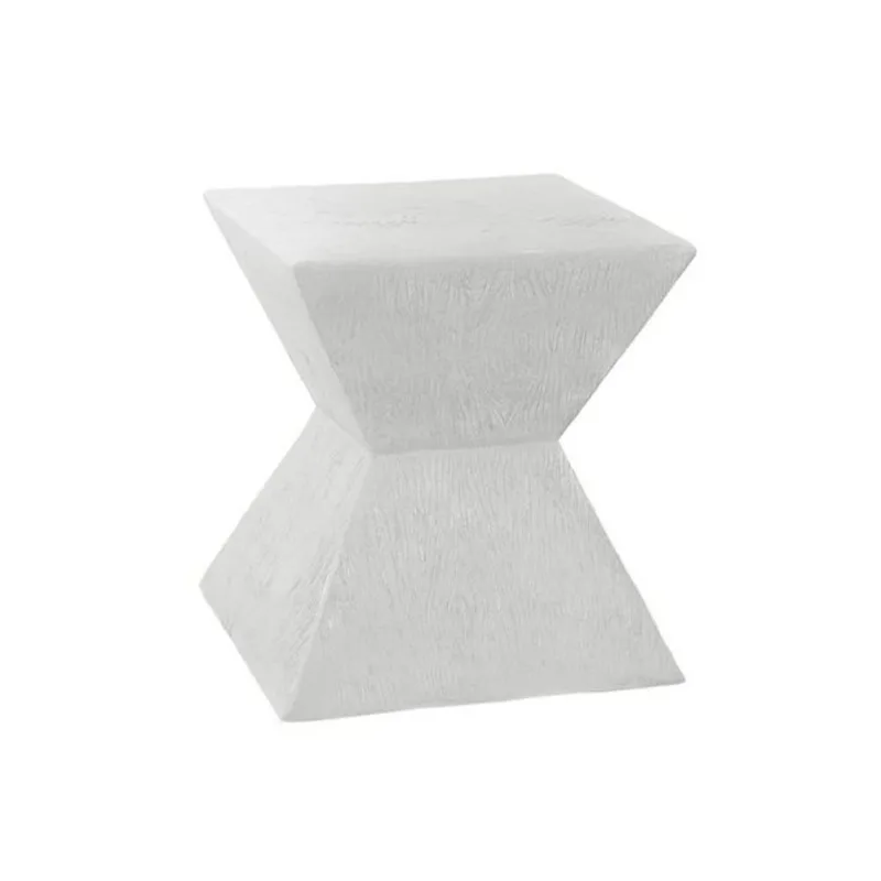 Monarch Specialties 25-in White Square Indoor/Outdoor Accent Table - Wood-Grain Geometric Base