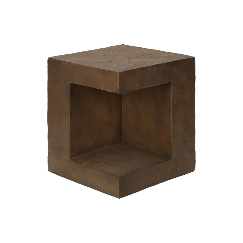 Contemporary Square Accent Table Indoor / Outdoor Dark Brown