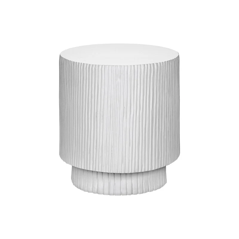 Round Accent Table, Indoor Outdoor - White