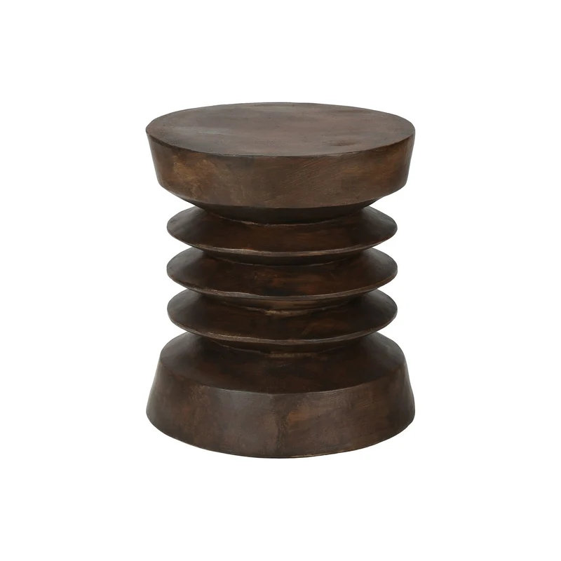 Contemporary Round Accent Table Indoor / Outdoor Dark Brown