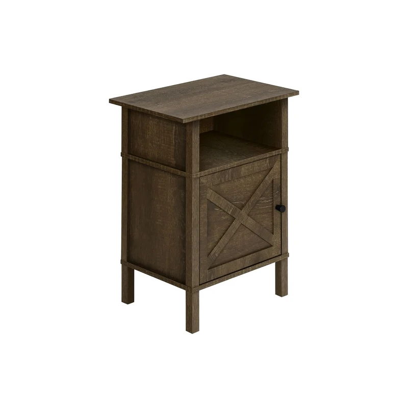 Transitional Accent Table With Storage Dark Brown
