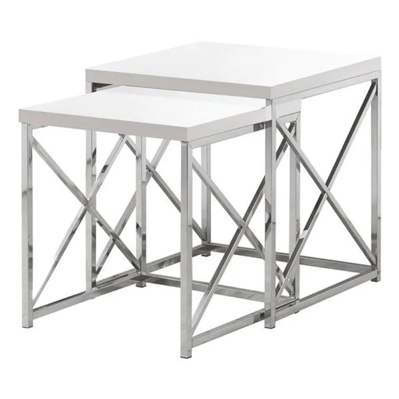 Monarch Accent Tables - 19.75-in x 21.25-in - Composite - White - 2 pcs