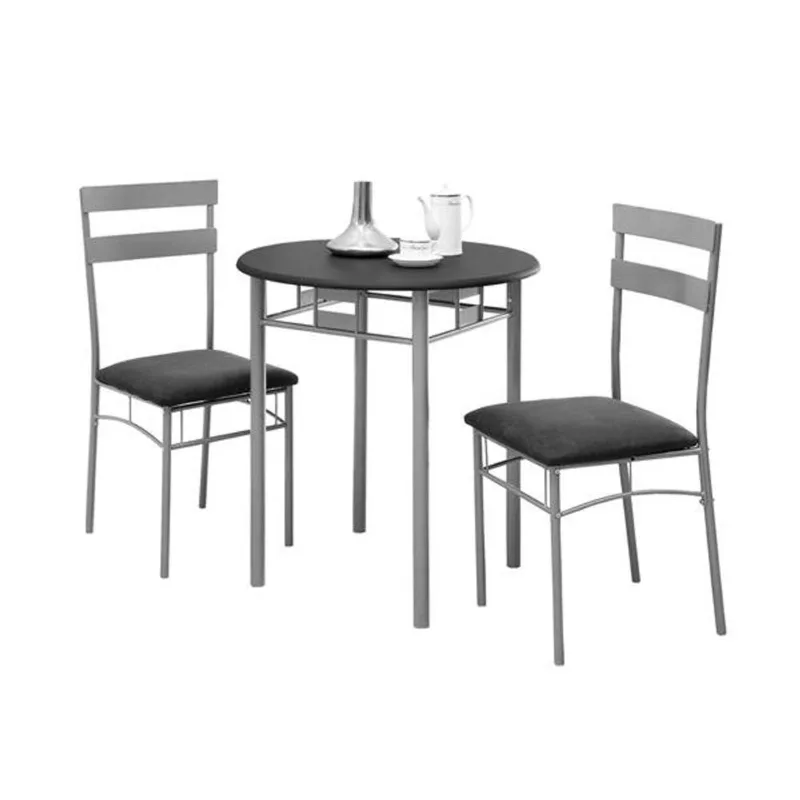 Monarch Black 3 Piece Silver Metal Dining Set