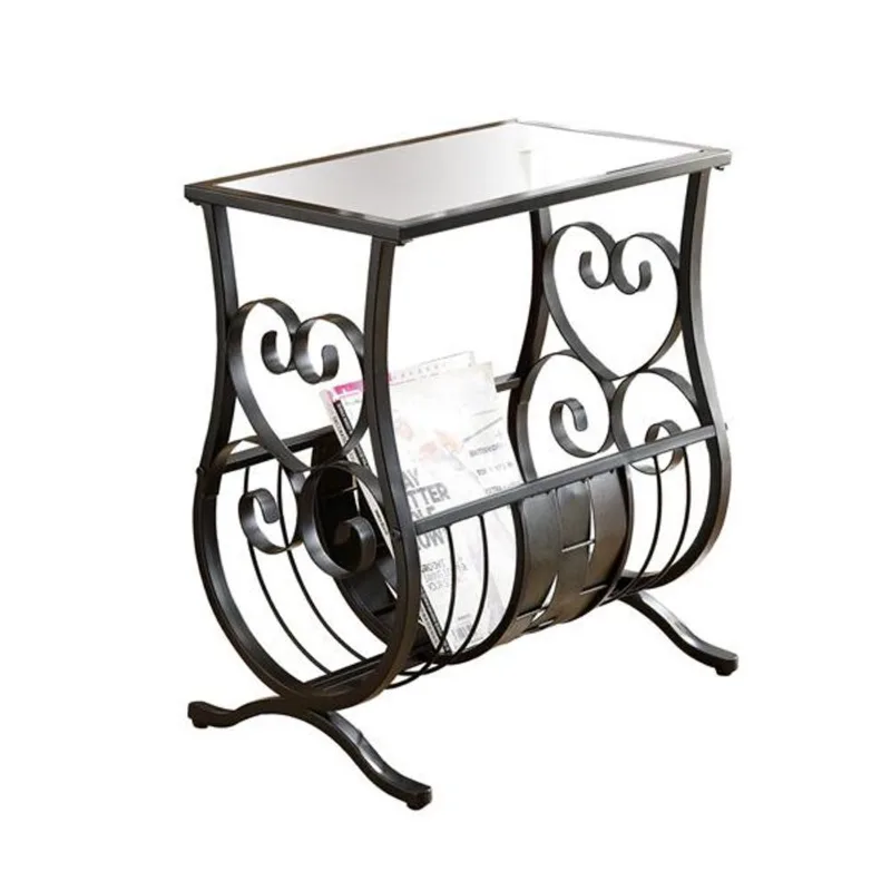 Monarch Accent Table - 11.5-in x 21.75-in - Glass - Black