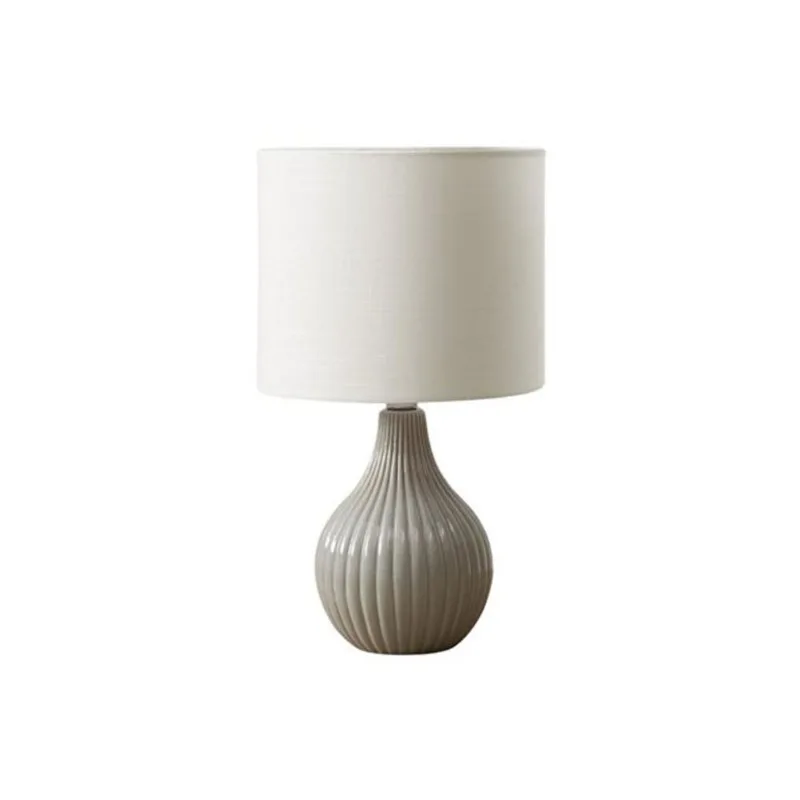 Monarch Specialties 17-in Grey Ribbed Teardrop Ceramic Table Lamp with Ivory Shade
