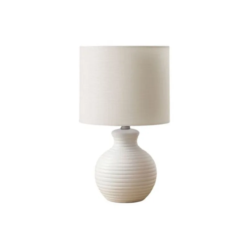 Monarch Specialties 16-in White Resin Contemporary Table Lamp with Ivory / Cream Shade
