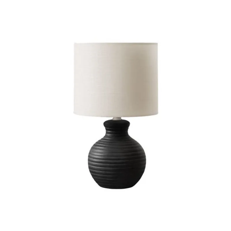 Monarch Specialties 16-in Black Resin Contemporary Table Lamp with Ivory / Cream Shade