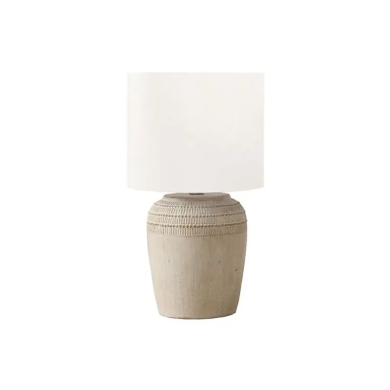 Monarch Specialties 17-in Beige Ceramic Contemporary Table Lamp with Ivory / Cream Shade