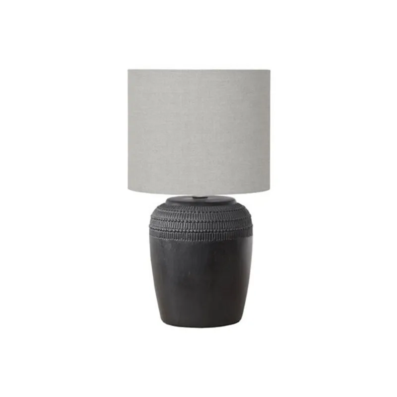 Monarch Specialties 17-in Black Ceramic Contemporary Table Lamp with Grey Shade