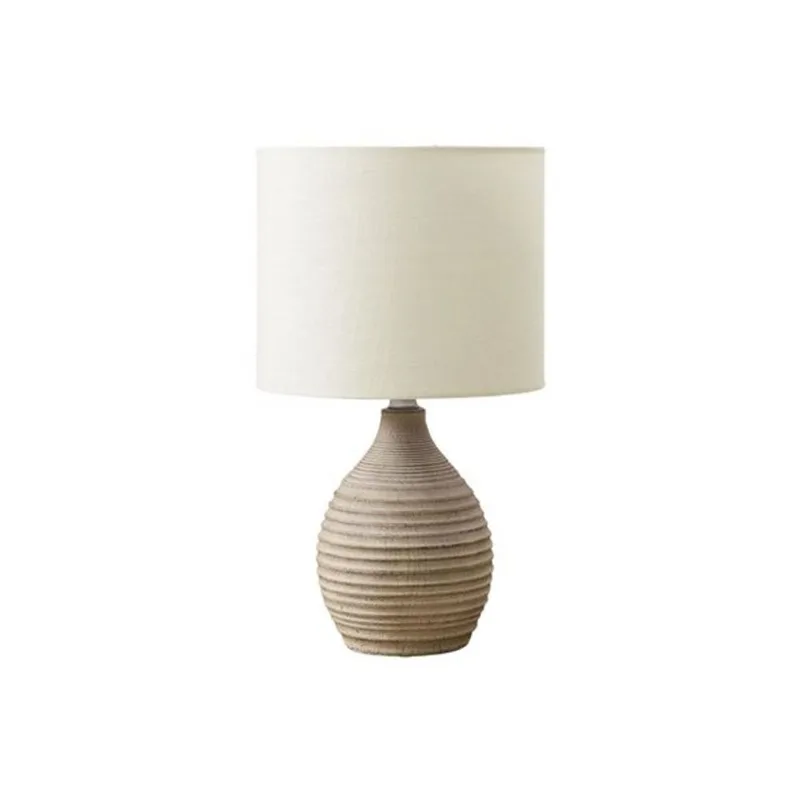 Monarch Specialties 17-in Brown Ribbed Resin Table Lamp with Ivory Drum Shade