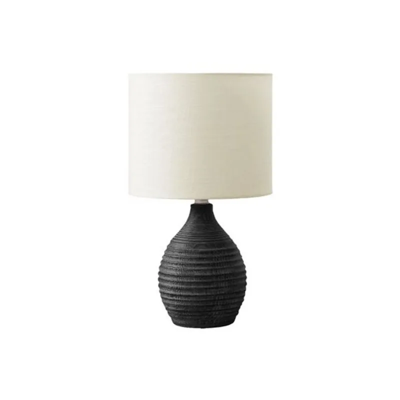 Monarch Specialties 17-in Dark Grey Ribbed Resin Table Lamp with Ivory Drum Shade
