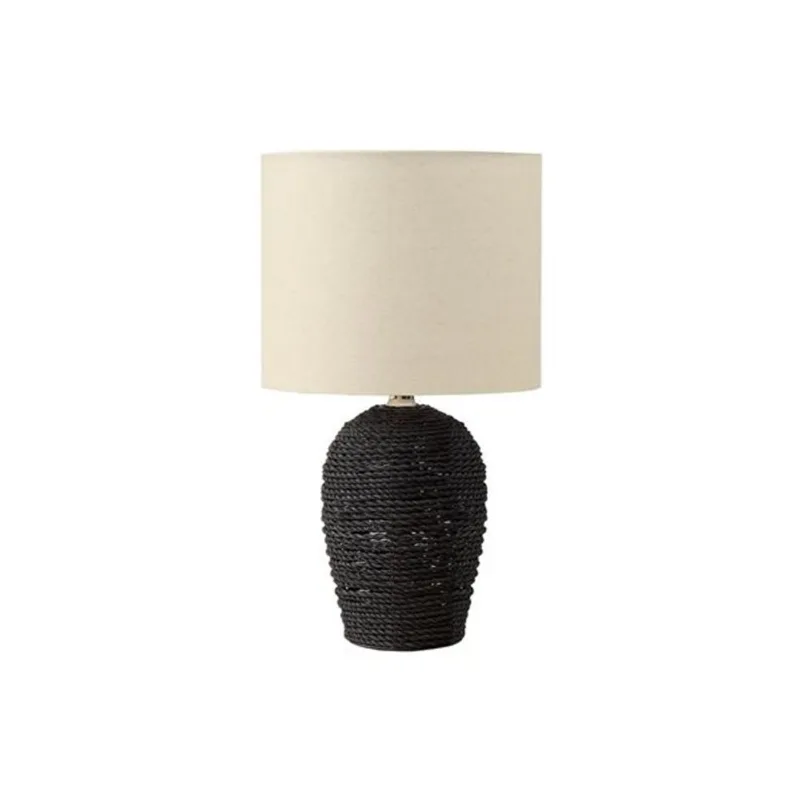 Monarch Specialties 17-in Black Rattan Transitional Table Lamp with Beige Shade