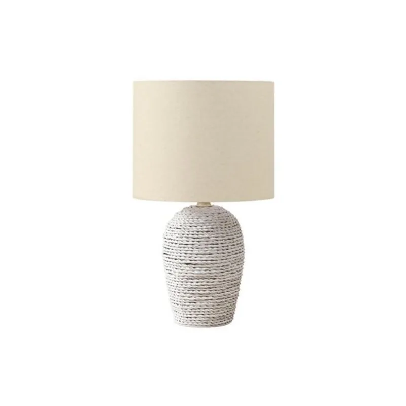 Monarch Specialties 17-in White Rattan Transitional Table Lamp with Beige Shade