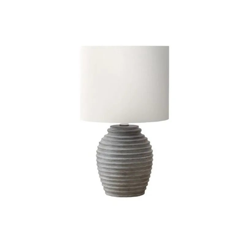 Monarch Specialties 17-in Grey Ribbed Resin Table Lamp with Ivory Drum Shade