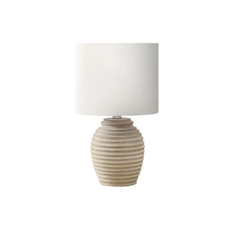 Monarch Specialties 17-in Beige Resin Contemporary Table Lamp with Ivory / Cream Shade