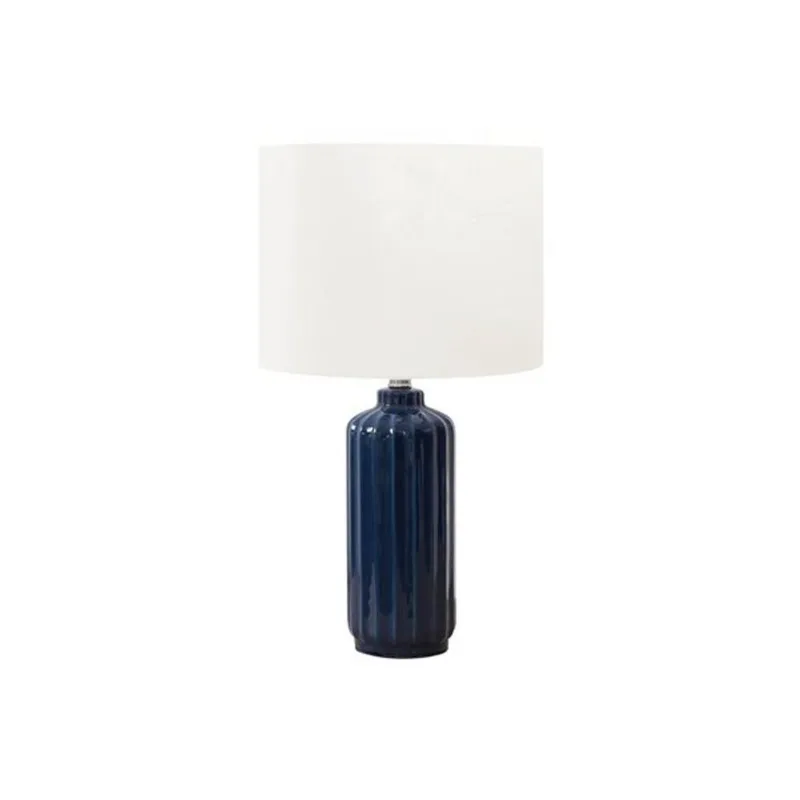 Monarch Specialties 23-in Blue Ceramic Contemporary Table Lamp with Ivory / Cream Shade