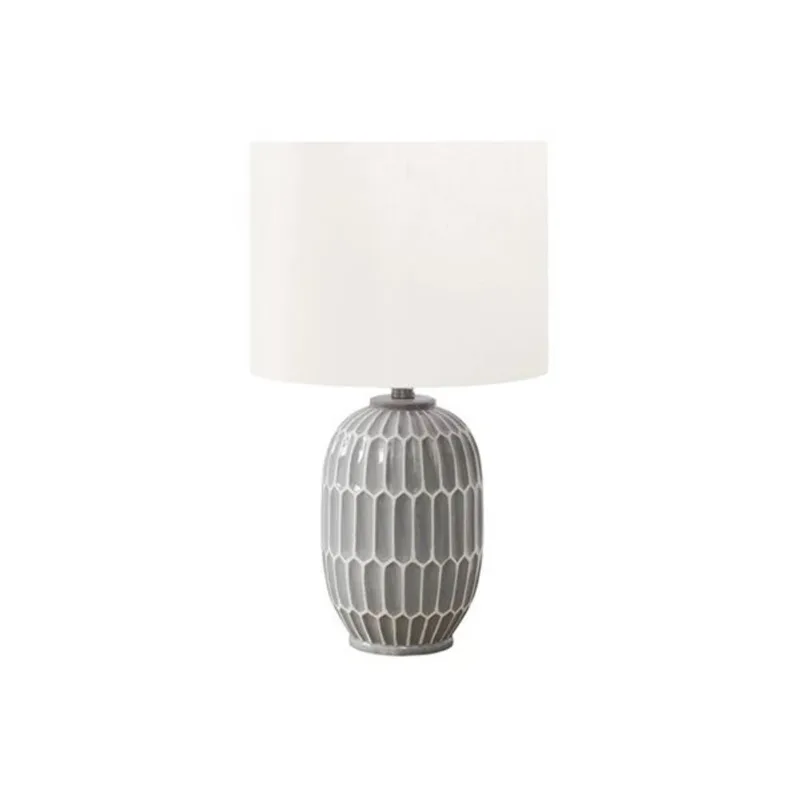 Monarch Specialties 22-in Grey Ceramic Contemporary Table Lamp with Ivory / Cream Shade