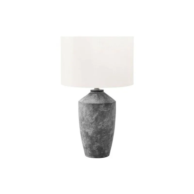 Monarch Specialties 25-in Grey Concrete Contemporary Table Lamp with Ivory / Cream Shade