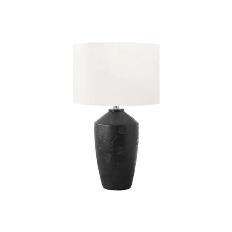 Monarch Specialties 25-in Black Concrete Contemporary Table Lamp with Ivory / Cream Shade