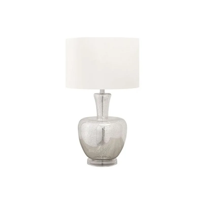 Monarch Specialties 26-in Silver Glass Contemporary Table Lamp with Ivory / Cream Shade