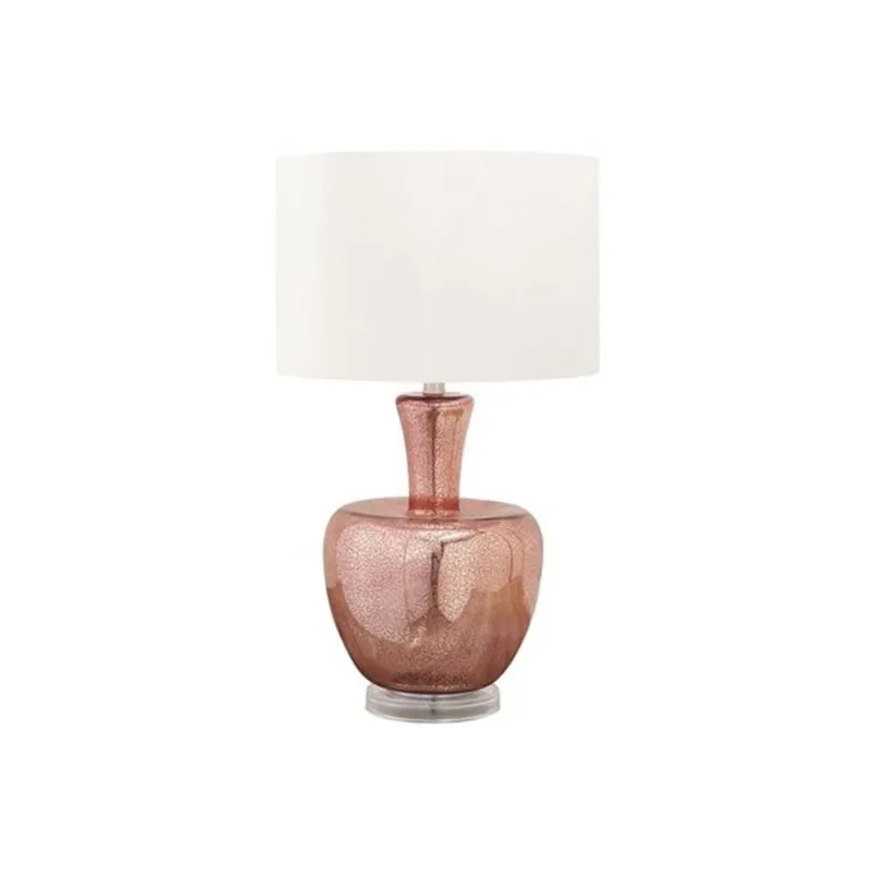 Monarch Specialties 26-in Dusty Rose Glass Contemporary Table Lamp with Ivory / Cream Shade
