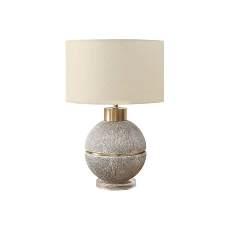 Monarch Specialties 26-in Brown / Gold Resin Contemporary Table Lamp with Beige Shade