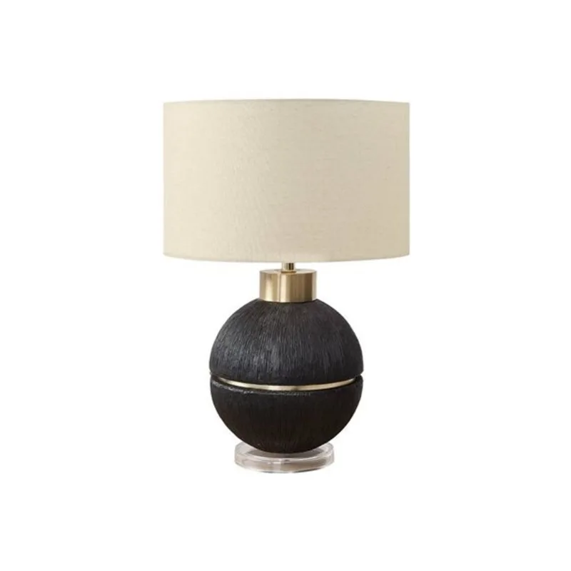 Monarch Specialties 26-in Black / Gold Resin Contemporary Table Lamp with Beige Shade