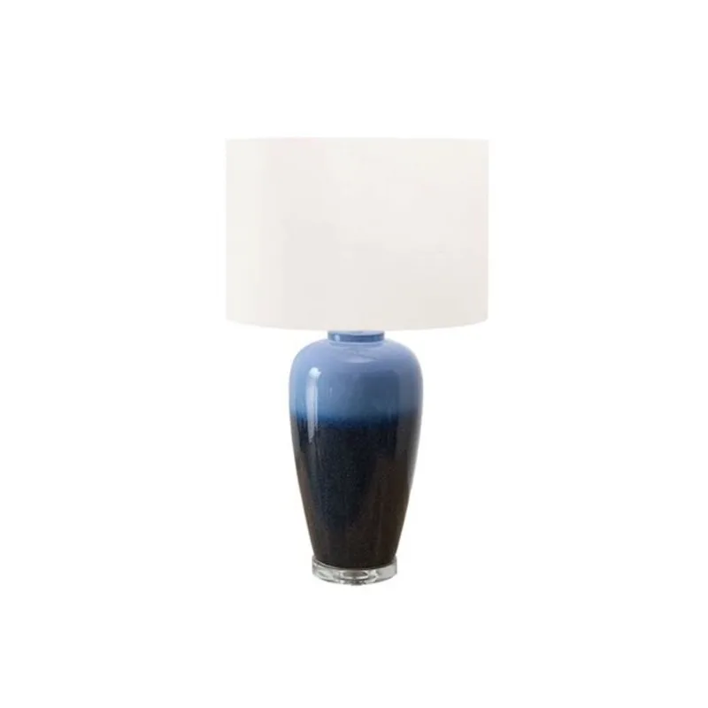 Monarch Specialties 29-in Blue Ceramic Contemporary Table Lamp with Ivory / Cream Shade
