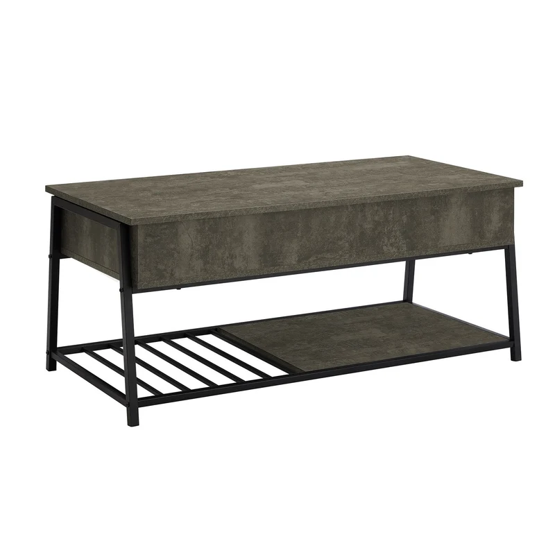 Contemporary Coffee Table, Lift Top, Rectangular Dark Gray