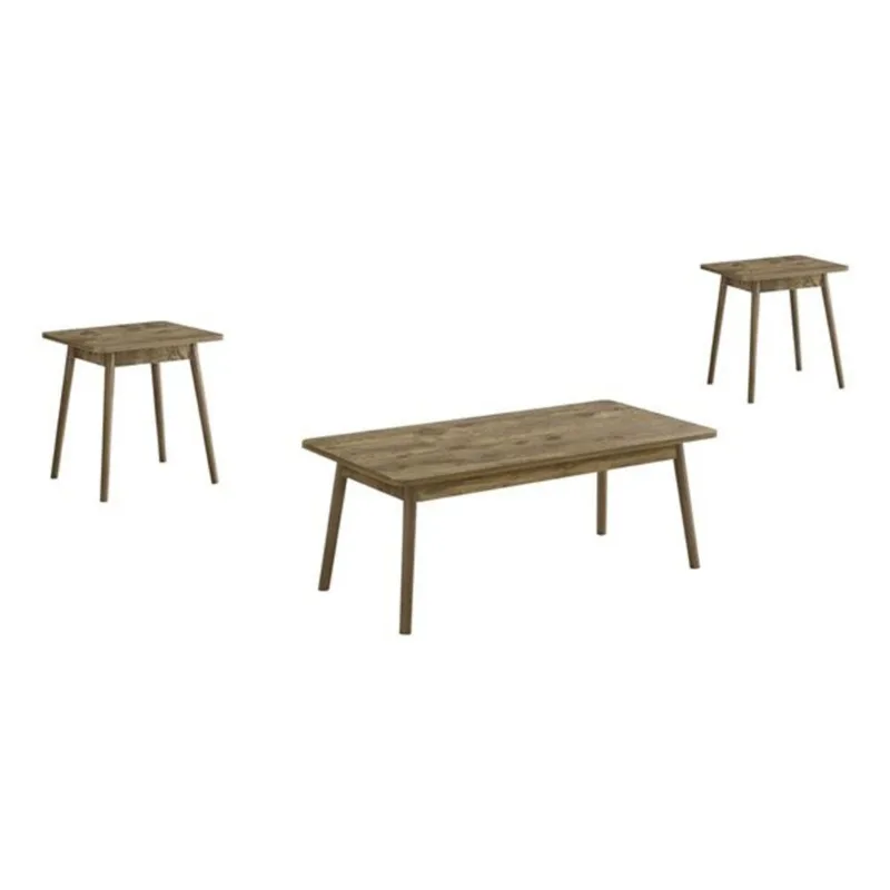 Monarch Specialties Mid-Century 3-Pcs Coffee Table Set - Light Brown